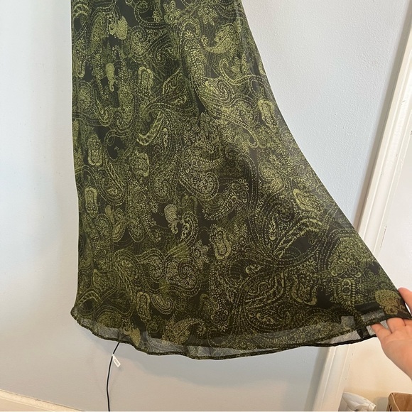 Studio I Sleeveless Maxi Dress Paisley Olive Green Sz 8 Flowy Romantic Y2K 90s - Picture 6 of 15